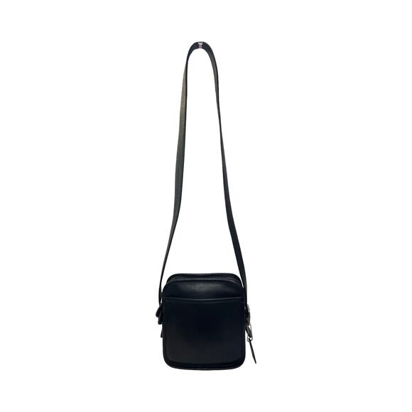 Vintage Coach Black Leather Crossbody Bag Slim Satchel USA Full Grain 9817 - Picture 1 of 16